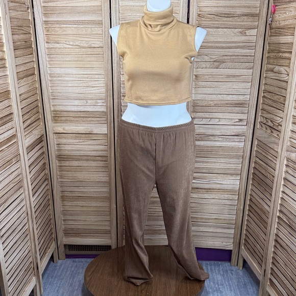 r&k originals Brown Leaf Long Sleeve Jacket Dress Pants Top Suede Feel XL - Picture 7 of 14